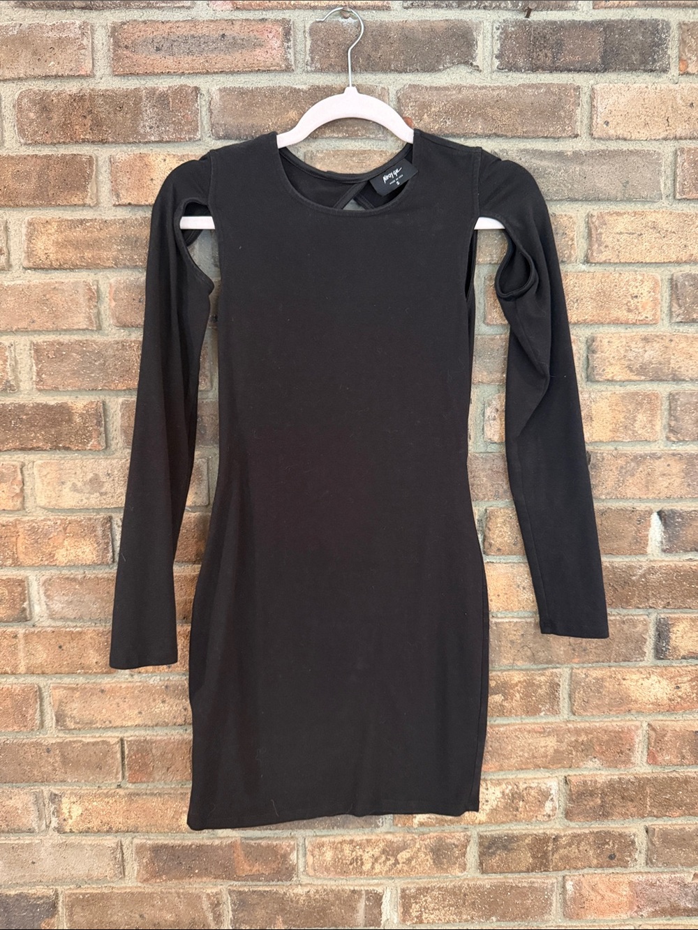 Nasty Gal Black Long-Sleeve Mini Bodycon Dress